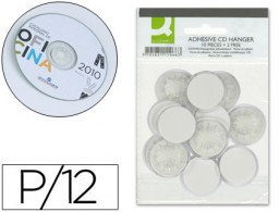 Soporte para CD Q-Connect adhesivos -bolsa de 12 unidades.